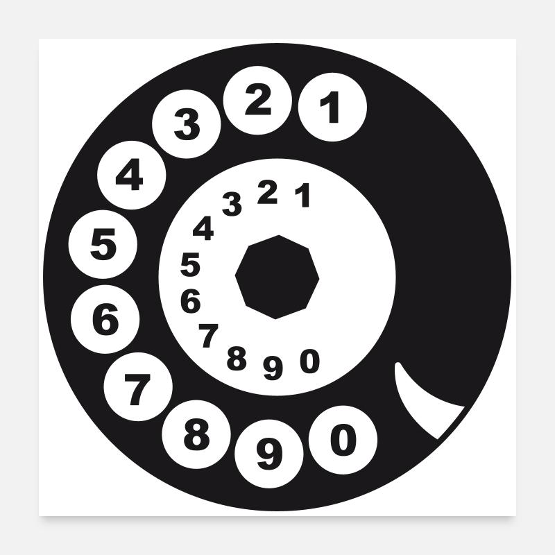 Altes Telefon Wählscheibe - Poster 60x60 cm - Weiß