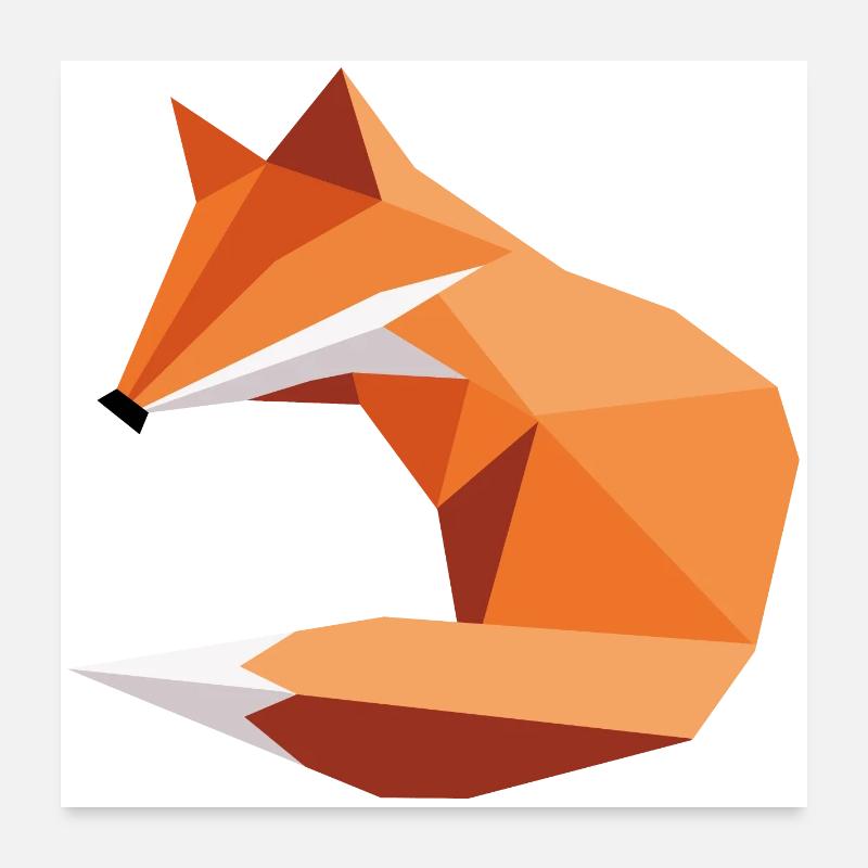 fuchs ORGAMI style - Poster 60x60 cm - Weiß