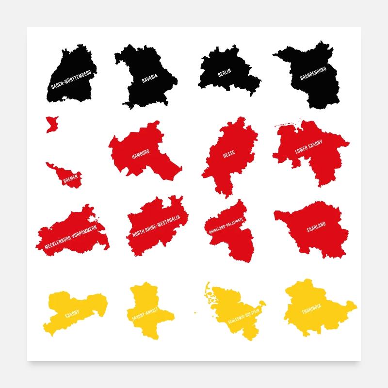 Drapeau des États allemands Poster 60 x 60 cm