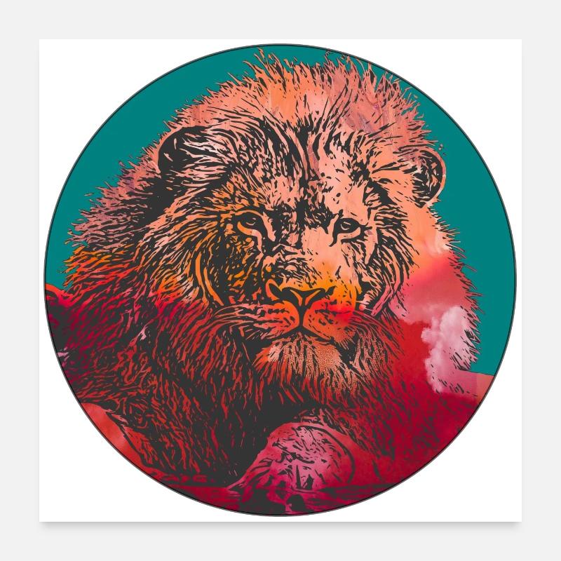 Prächtiger Löwe Poster 60x60 cm