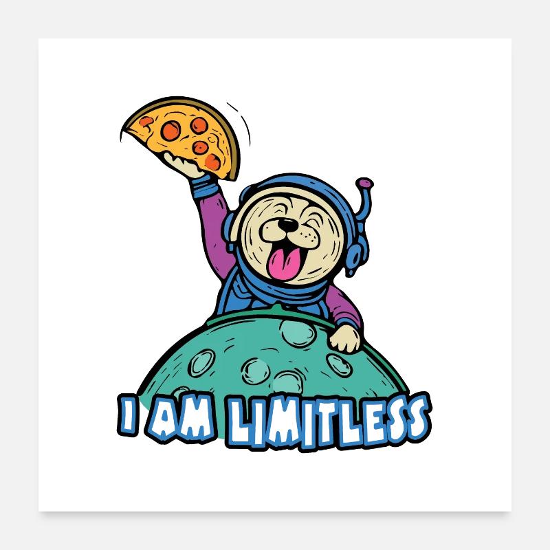 Un astronaute commande une pizza à la pizzeria Poster 60 x 60 cm