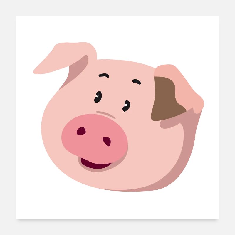 Piggy Head – Illustration d’animal mignon Poster 60 x 60 cm