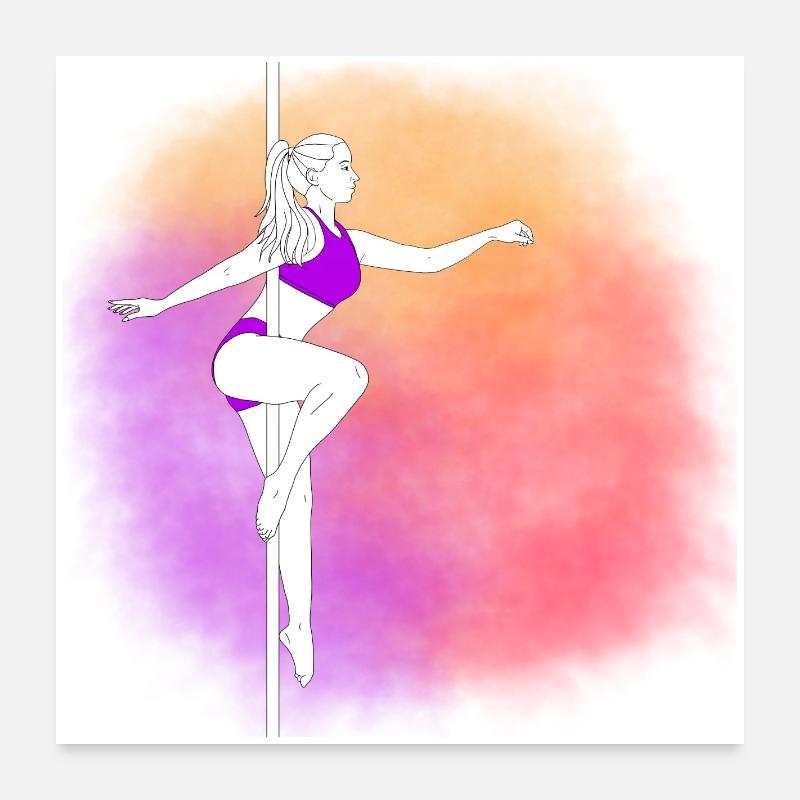 Pole Dance Neon Sunset Poster 60x60 cm