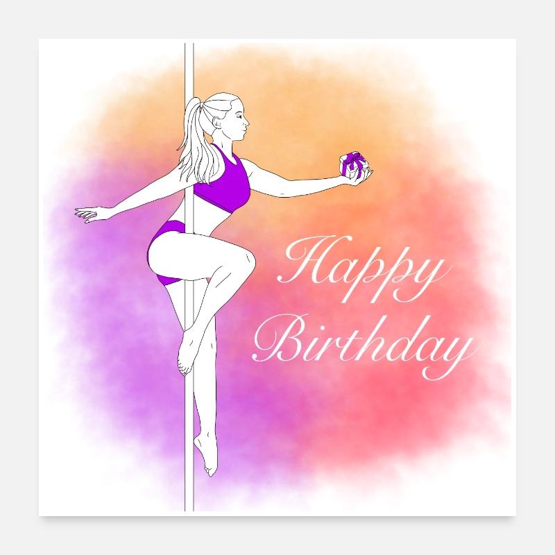 Pole Dance Birthday Gradient Illustration Poster 24" x 24" (60x60 cm)