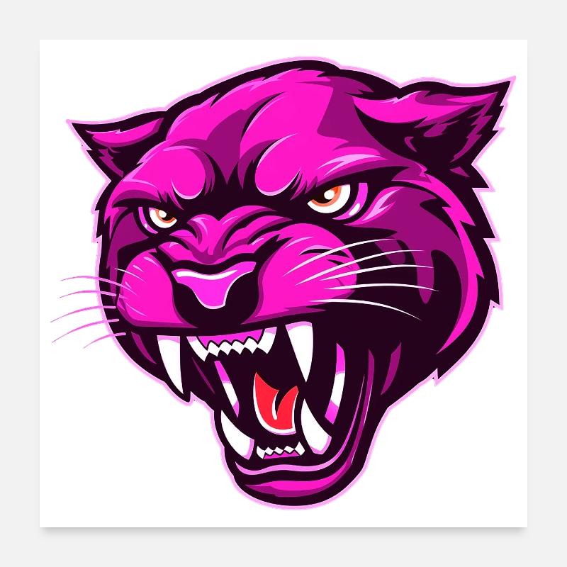 Panther Head Pink Poster 24" x 24" (60x60 cm)