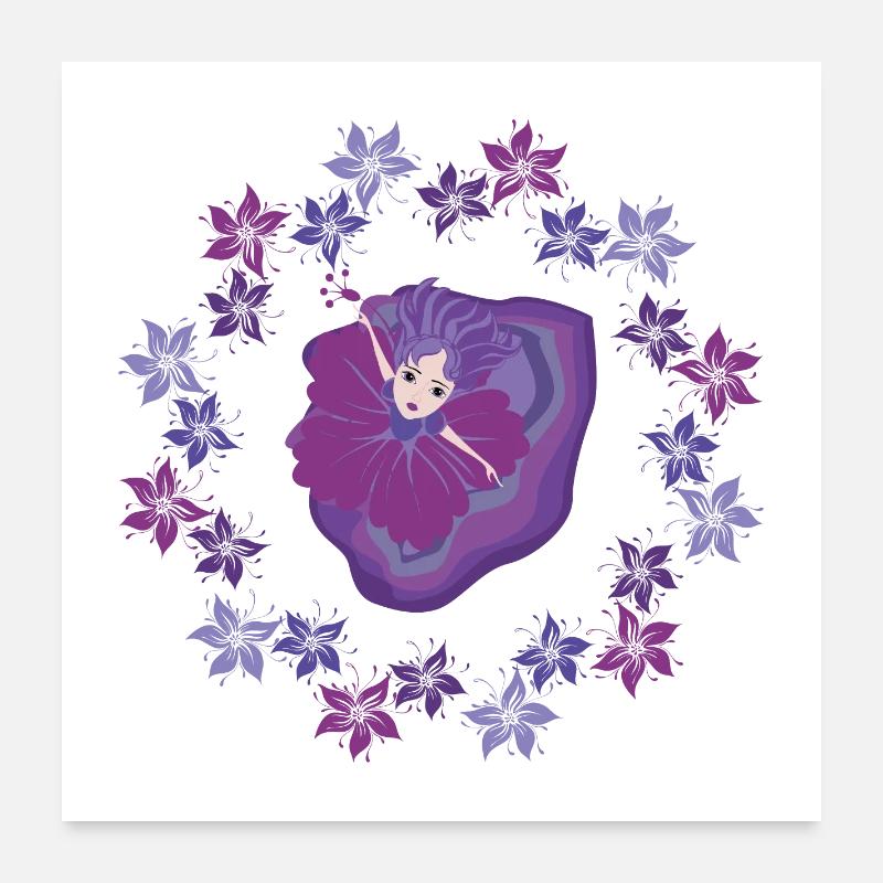 Danseuse Fantasy à la Fleur de Lavande Poster 60 x 60 cm