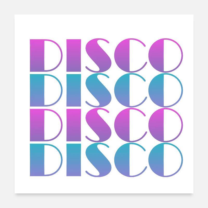 Lebendiges Disco-Textmuster-Design Poster 60x60 cm