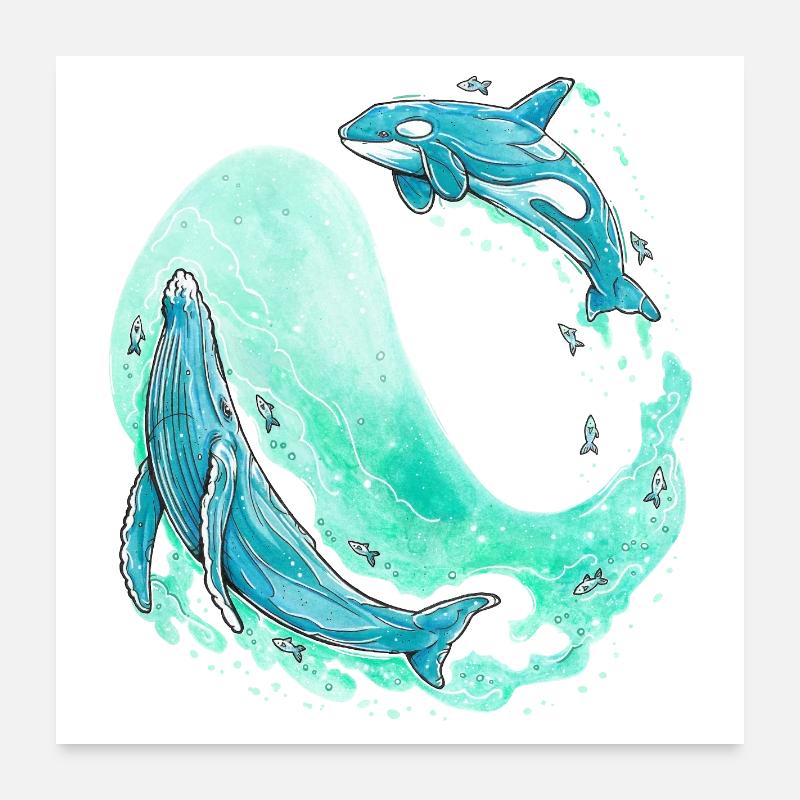 Whale Wave Poster 24" x 24" (60x60 cm)