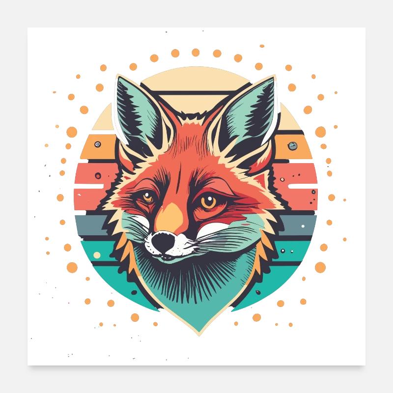Foxy Coucher de soleil rétro Poster 60 x 60 cm