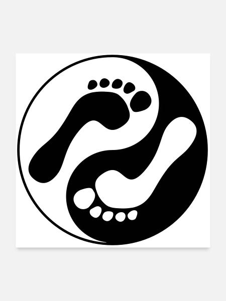 barfuß natural runners yin yang - Poster 60x60 cm - Weiß - Vorne