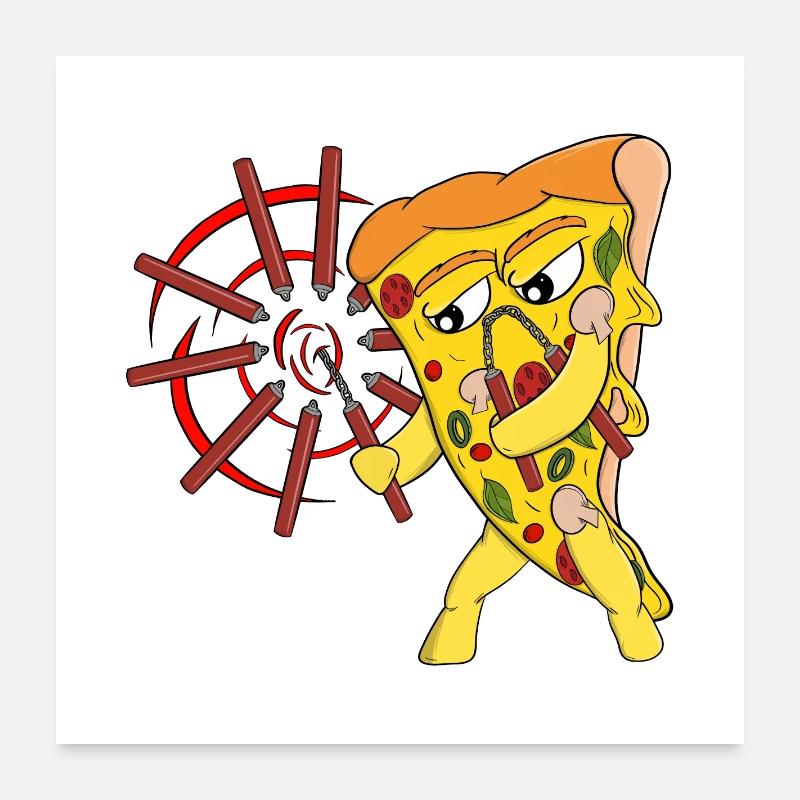 Funny Martial Arts Pizza Poster 24" x 24" (60x60 cm)