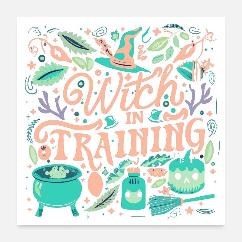 Witch in Training - Poster 60x60 cm - Weiß