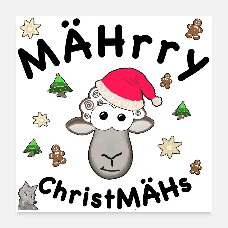 MÄHrry ChristMÄHs, Weihnachten, lustiges Schaf Poster 60x60 cm