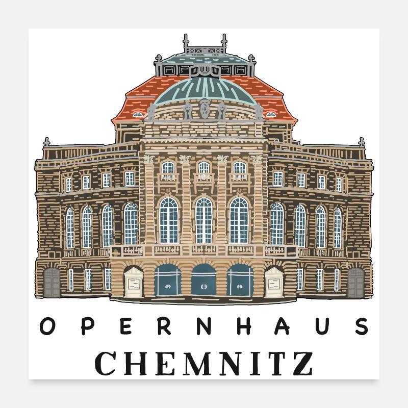 Chemnitz Opera House, Germany Drawing Poster 24" x 24" (60x60 cm)