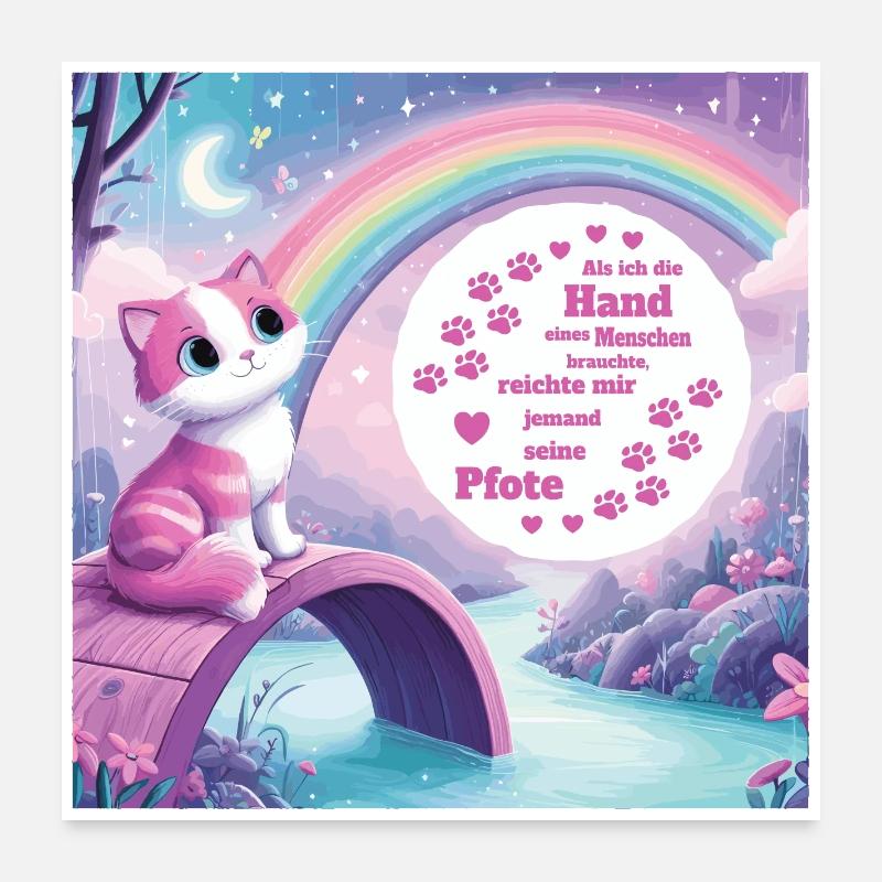 Cat with rainbow Poster 24" x 24" (60x60 cm)