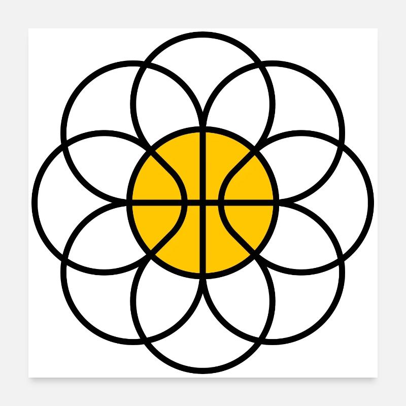 Basket-ball Daisy fleur Mandala Poster 60 x 60 cm