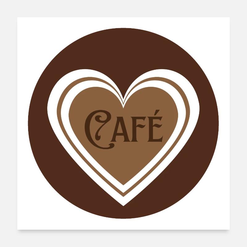 Kaffee mit Herzen Poster 60x60 cm