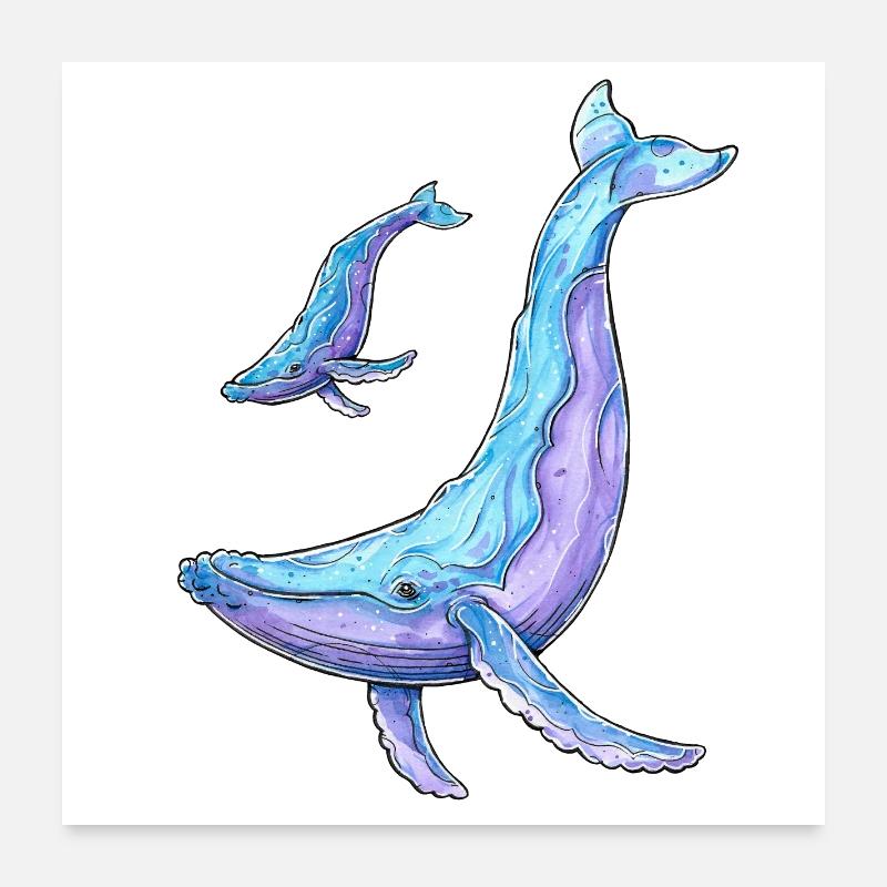Humpback whale with calf Poster 24" x 24" (60x60 cm)