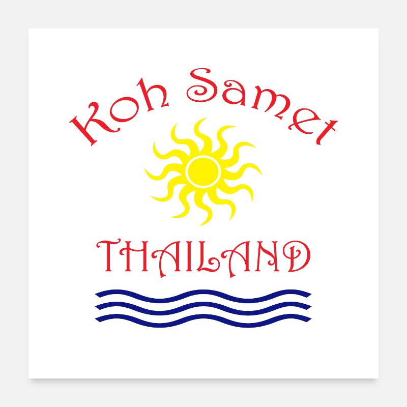 Île de Koh Samet Conception du soleil et des vagues Poster 60 x 60 cm