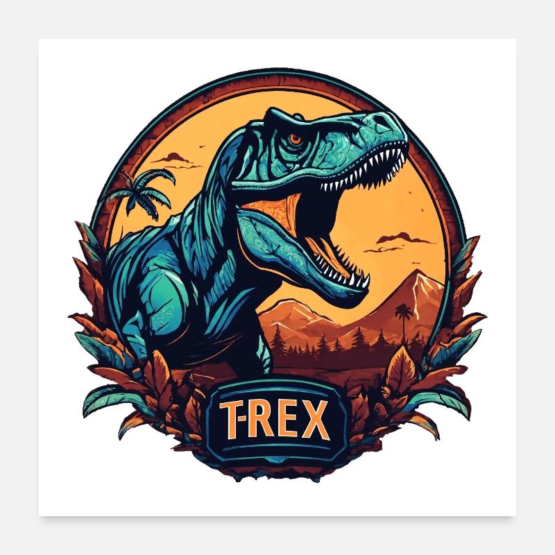 Dinosaure T-Rex logo Poster 60 x 60 cm