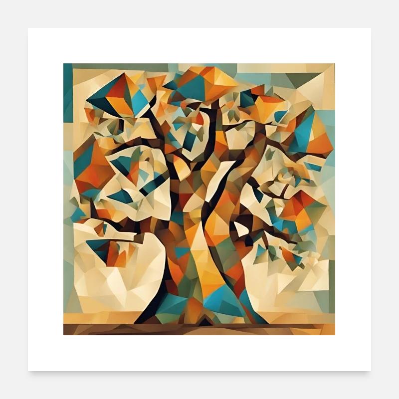 Autumn tree in geometry Poster 24" x 24" (60x60 cm)