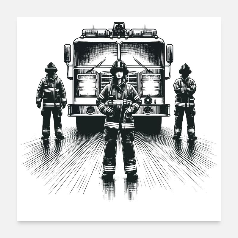 Cadeau graphique pompier Poster 60 x 60 cm