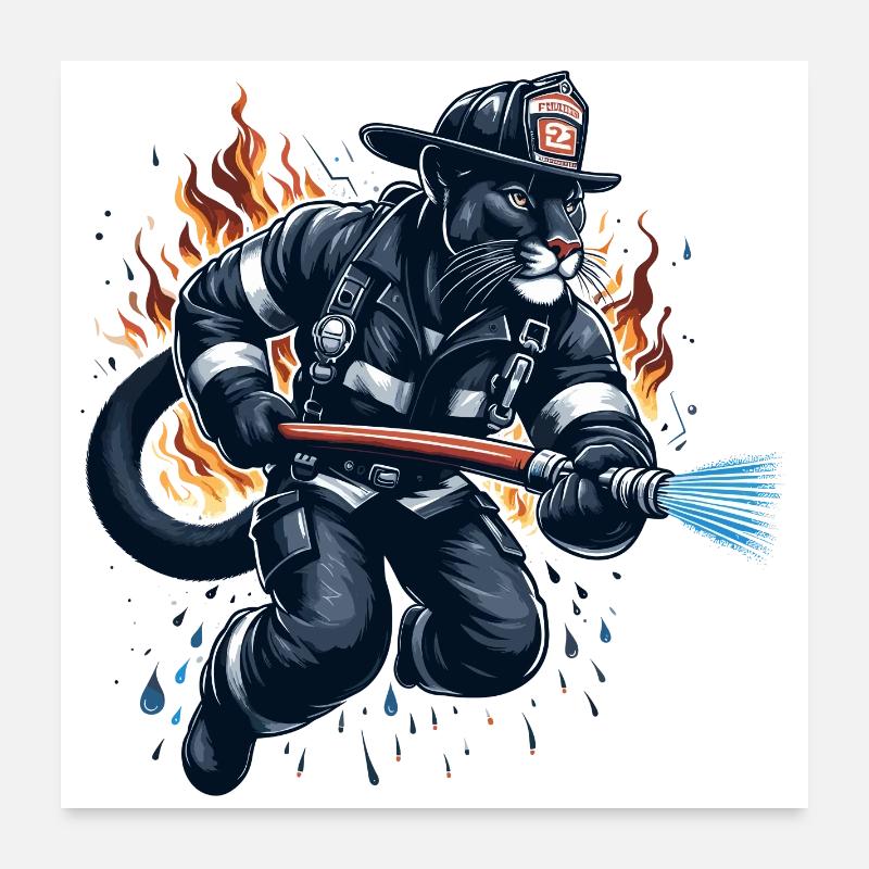 Fire Brigade Panther Jaguar Gift Poster 24" x 24" (60x60 cm)