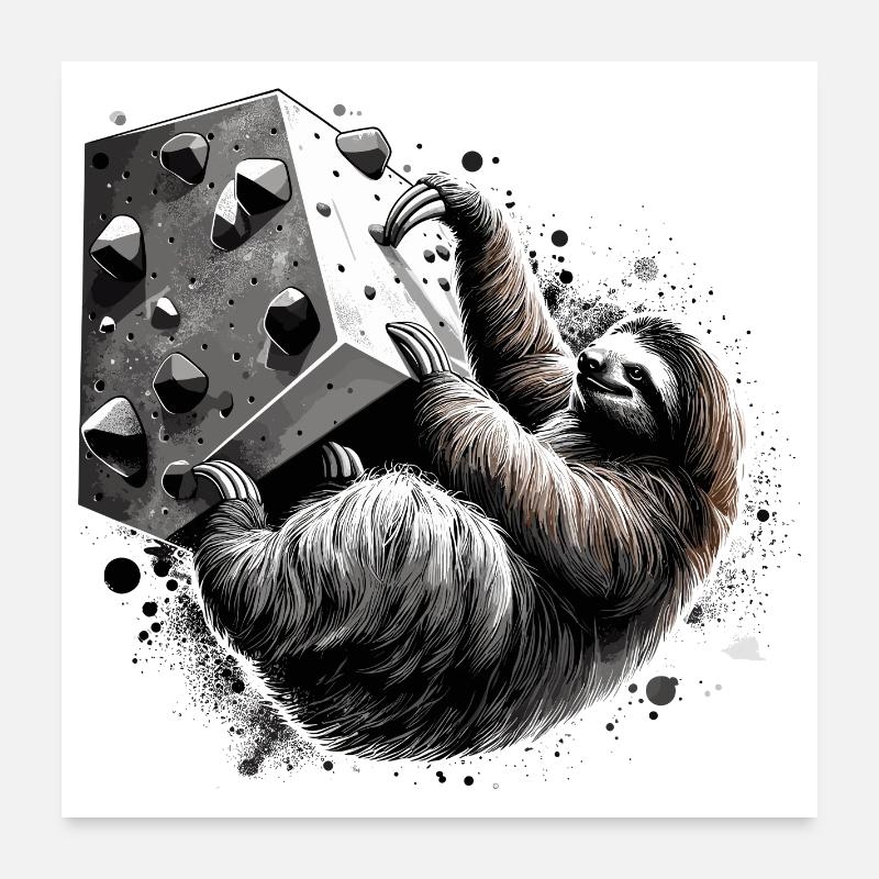 Bouldern Faultier Geschenk Poster 60x60 cm