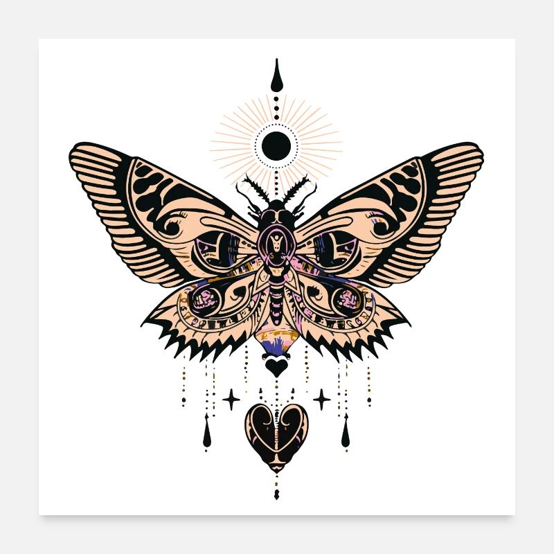 Conception de papillon mystique et d’aura céleste Poster 60 x 60 cm