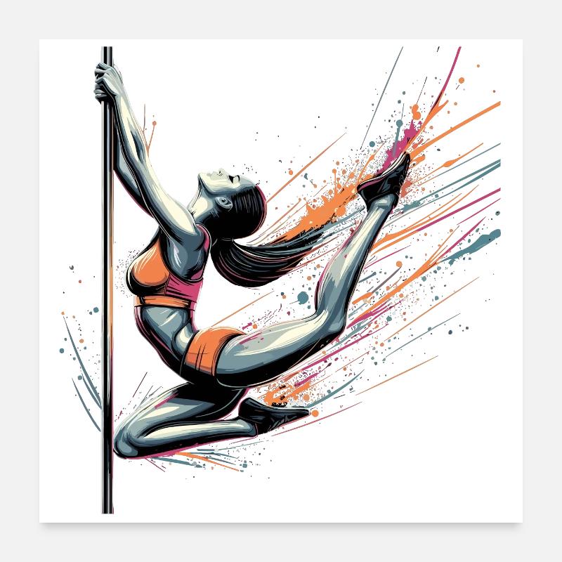 Pole dance dynamique couleurs cadeau Poster 60 x 60 cm