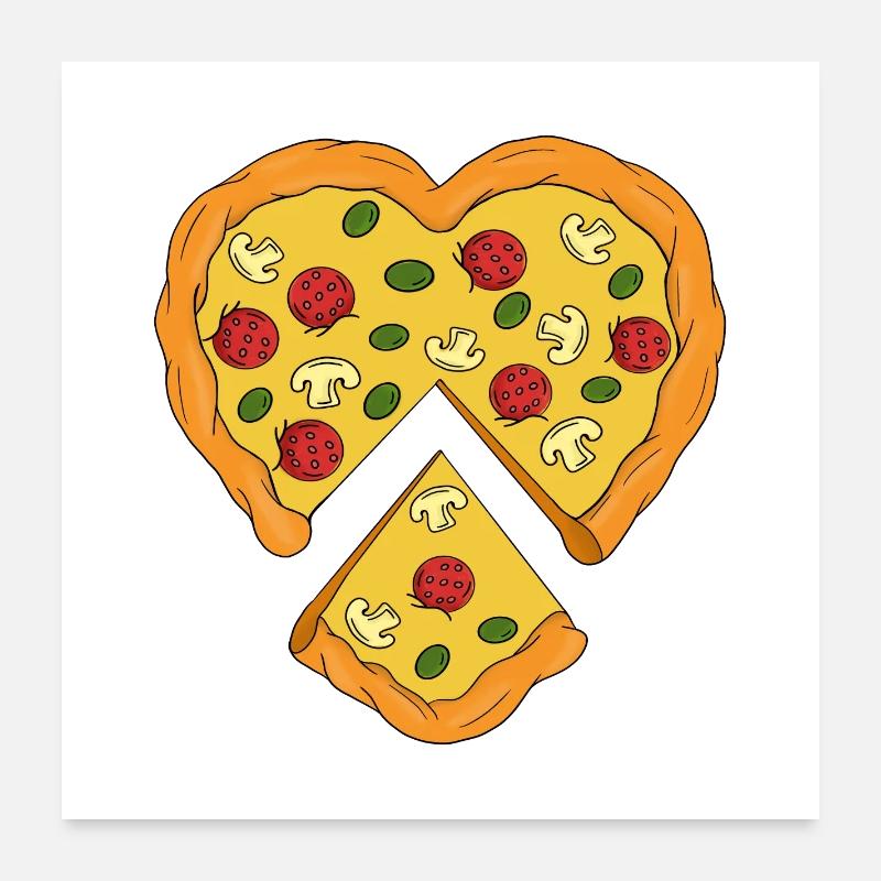 Heart Shaped Pizza Poster 24" x 24" (60x60 cm)
