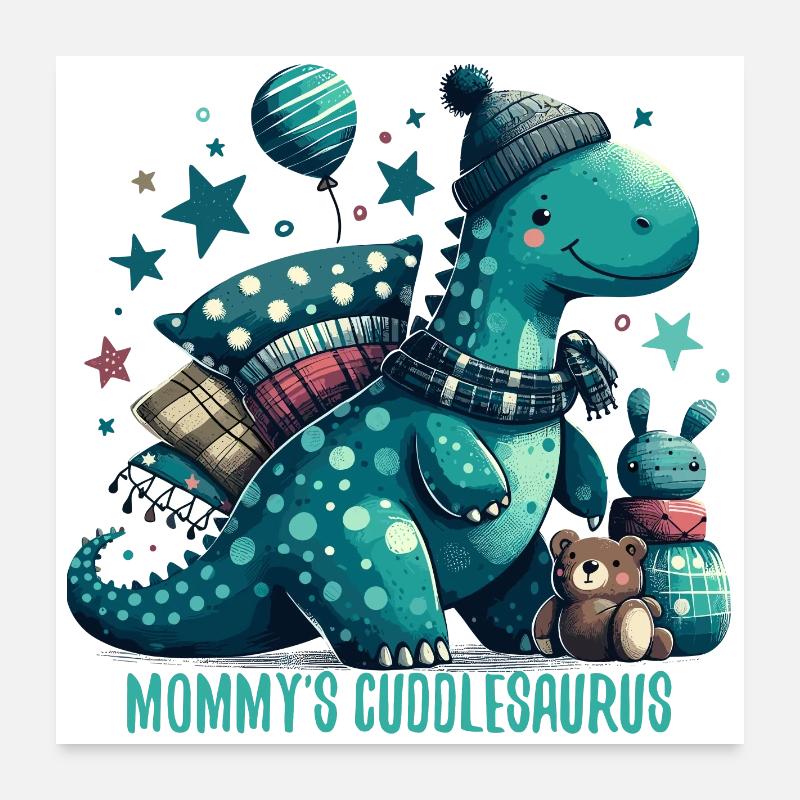 Mommy's Cuddlesaurus Cuddle Dinosaur Gift Poster 24" x 24" (60x60 cm)