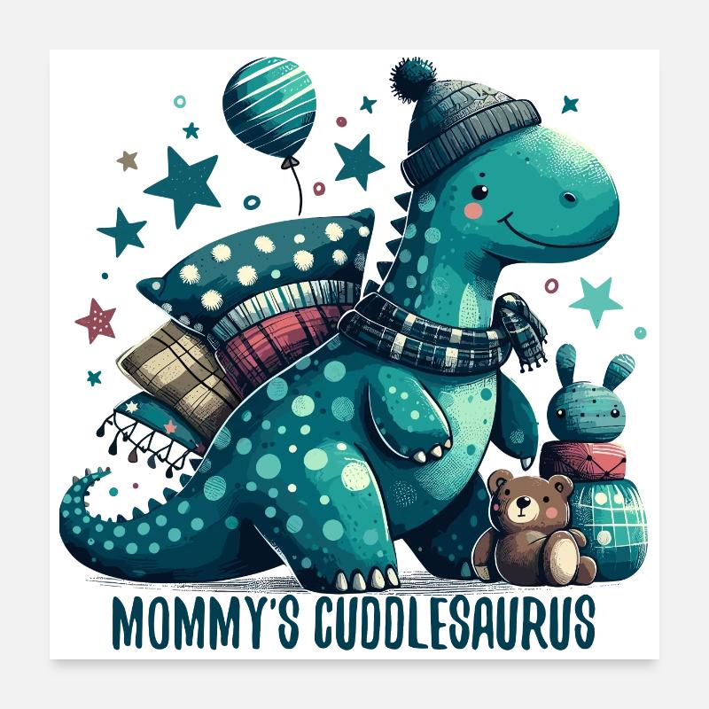 Mommy's Cuddlesaurus Cuddle Dinosaur Gift Poster 24" x 24" (60x60 cm)