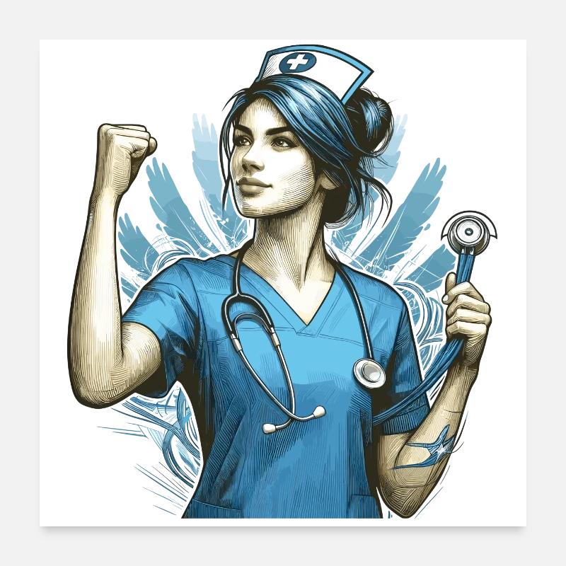 Cadeau de Pose de victoire de l’infirmière Poster 60 x 60 cm