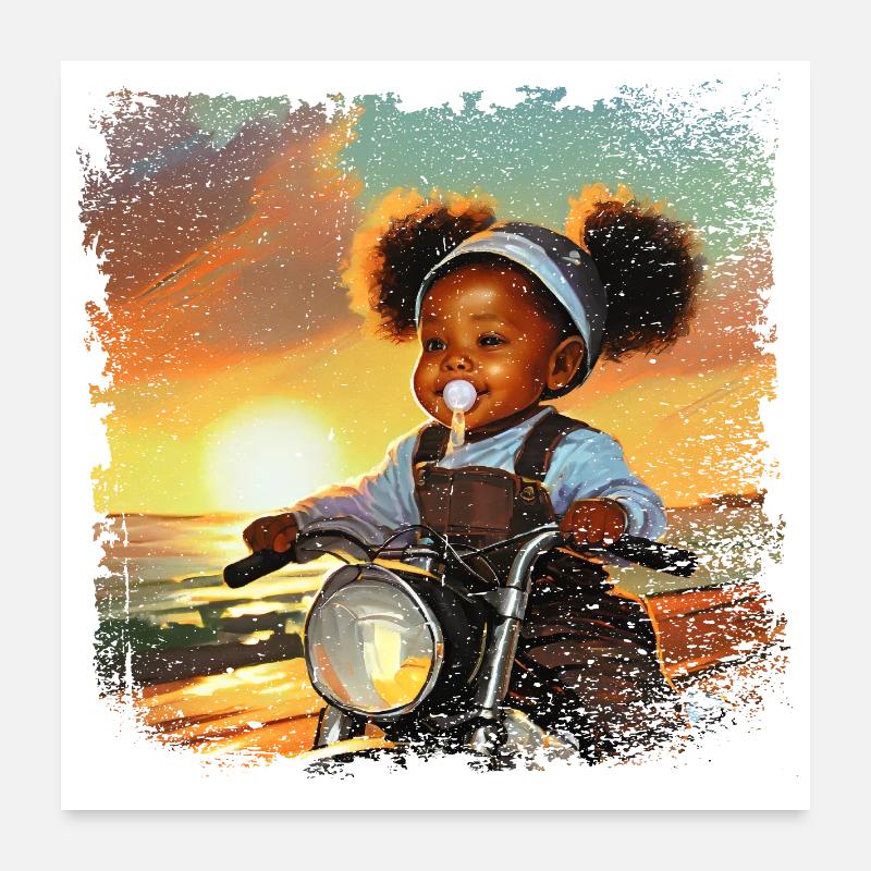 Mädchen comic mit Nuggi Poster 60x60 cm