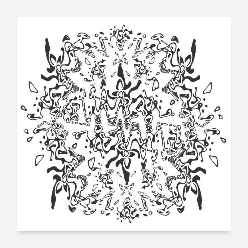 Abstraktes Schwarzes Mandala Muster Poster 60x60 cm