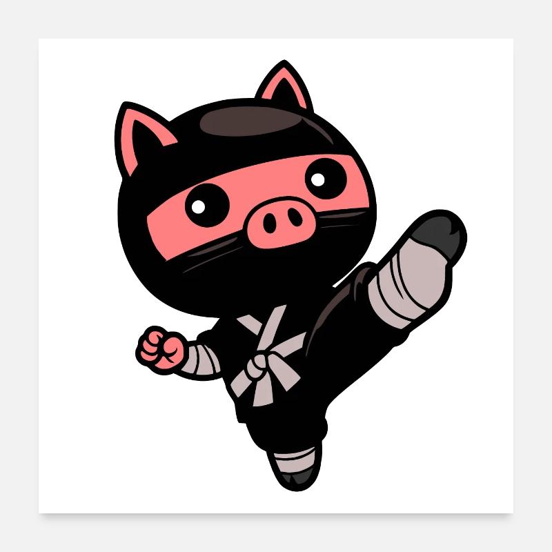 Ninja Pig Poster 24" x 24" (60x60 cm)