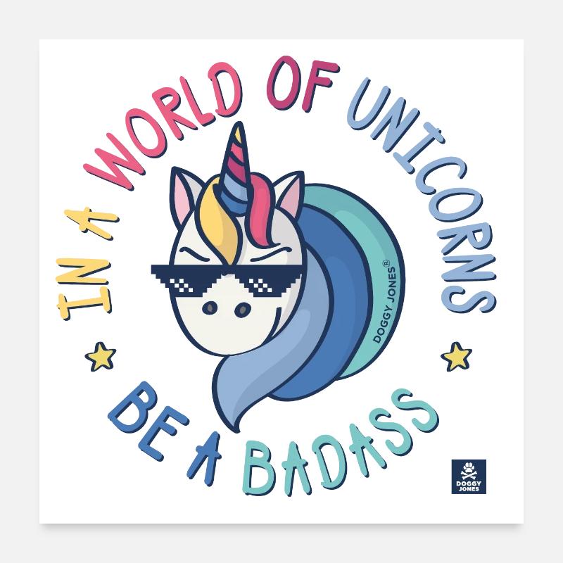 Badass unicorn Poster 24" x 24" (60x60 cm)