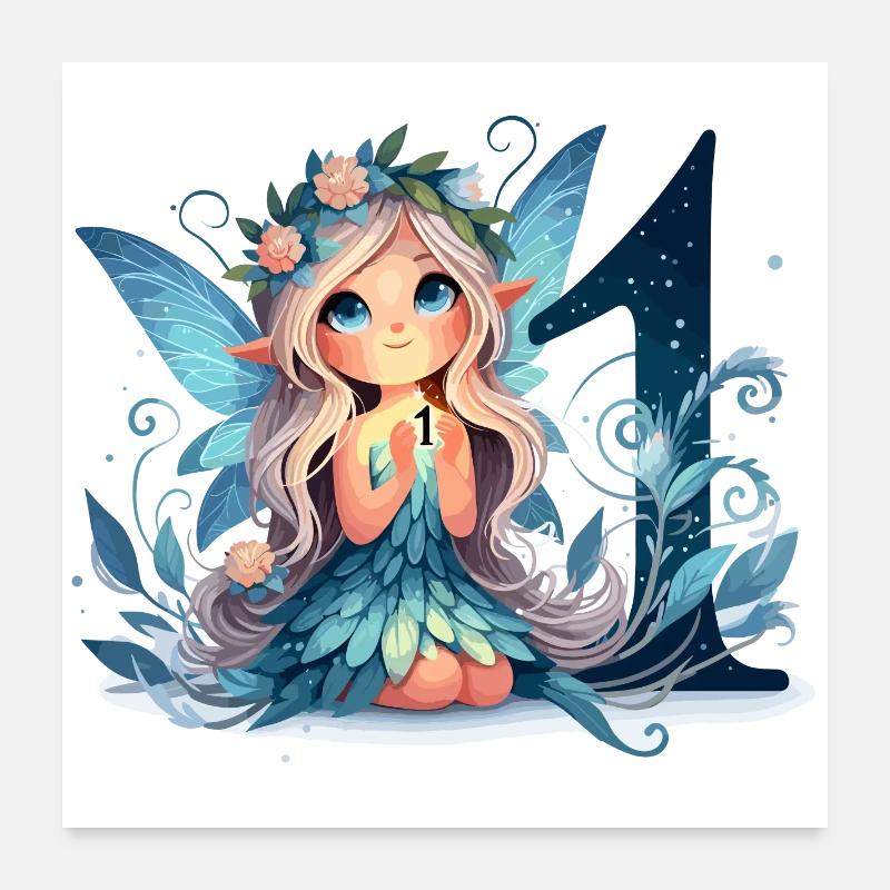 Cadeau d’anniversaire 11 ans fée elfe Poster 60 x 60 cm