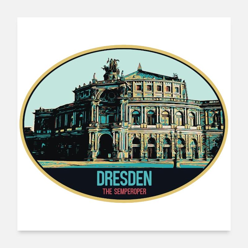 Dresdner Semperoper: Eleganz in der Illustration Poster 60x60 cm
