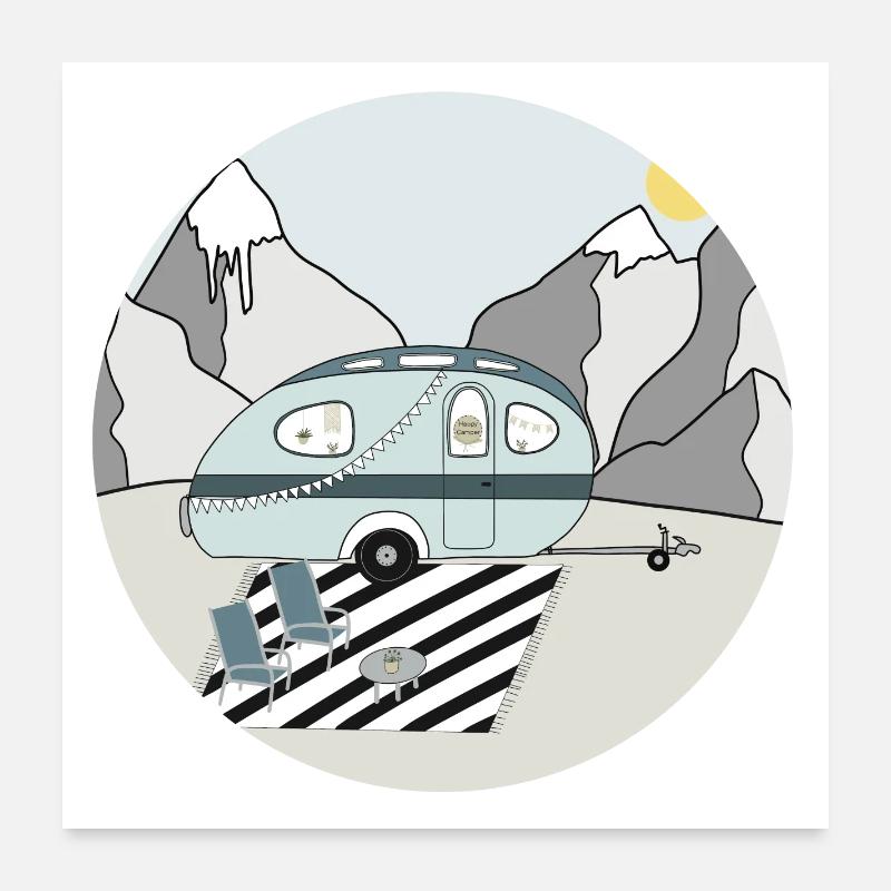 Camping in the mountains with caravan Poster 24" x 24" (60x60 cm)