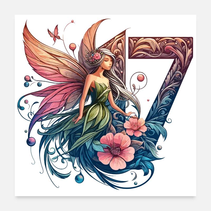 17 Jahre Fee Elfe süß Geburtstag Geschenk Poster 60x60 cm