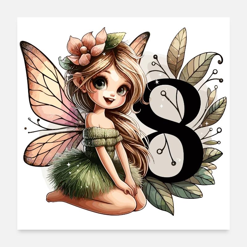 18 Jahre Fee Elfe süß Geburtstag Geschenk Poster 60x60 cm