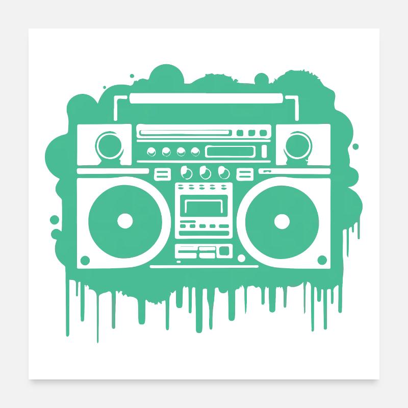 Cyan Boom Box (Seethrough) Poster 24" x 24" (60x60 cm)