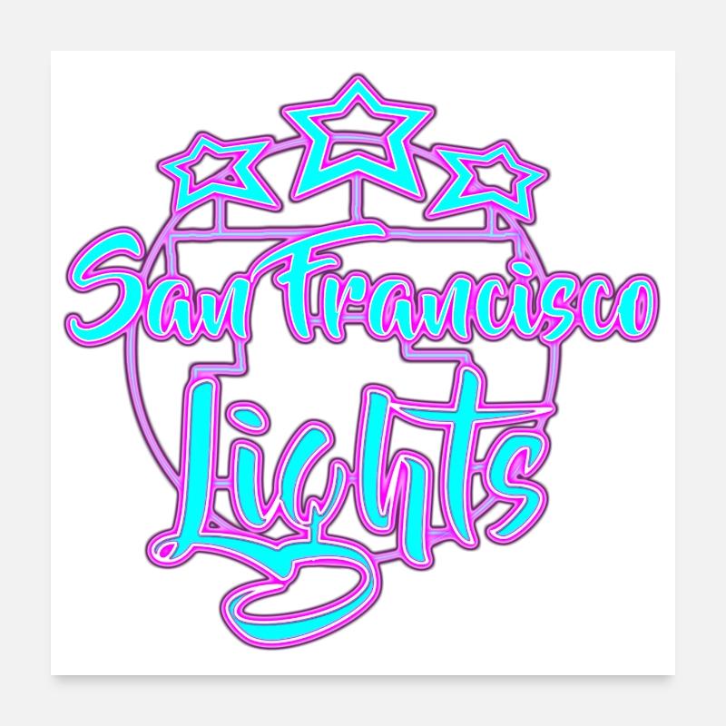 Neon San Francisco Lichter Design Poster 60x60 cm