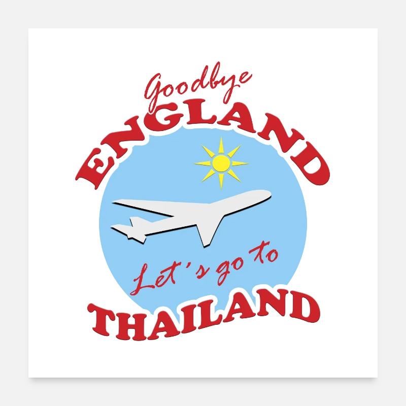 Thailand Reise Abschied Flugzeug Design Poster 60x60 cm
