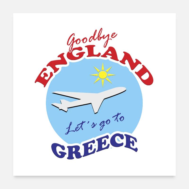 Grèce adieu avion voyage design Poster 60 x 60 cm