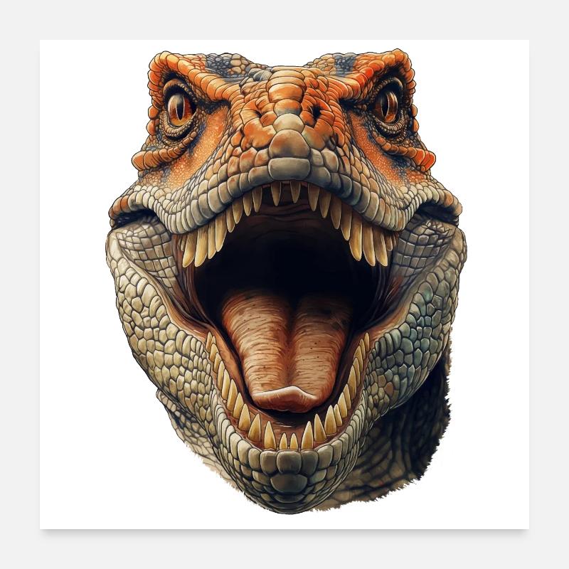 Tête de dinosaure Poster 60 x 60 cm