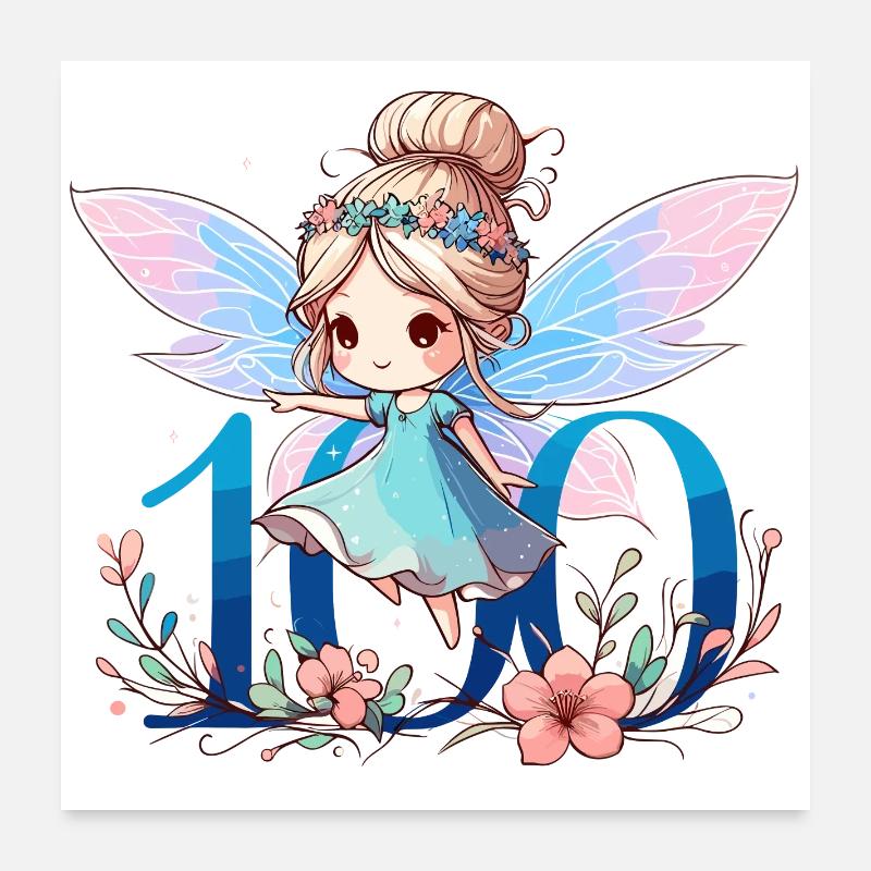 100 Jahre Fee Elfe süß Geburtstag Geschenk Poster 60x60 cm
