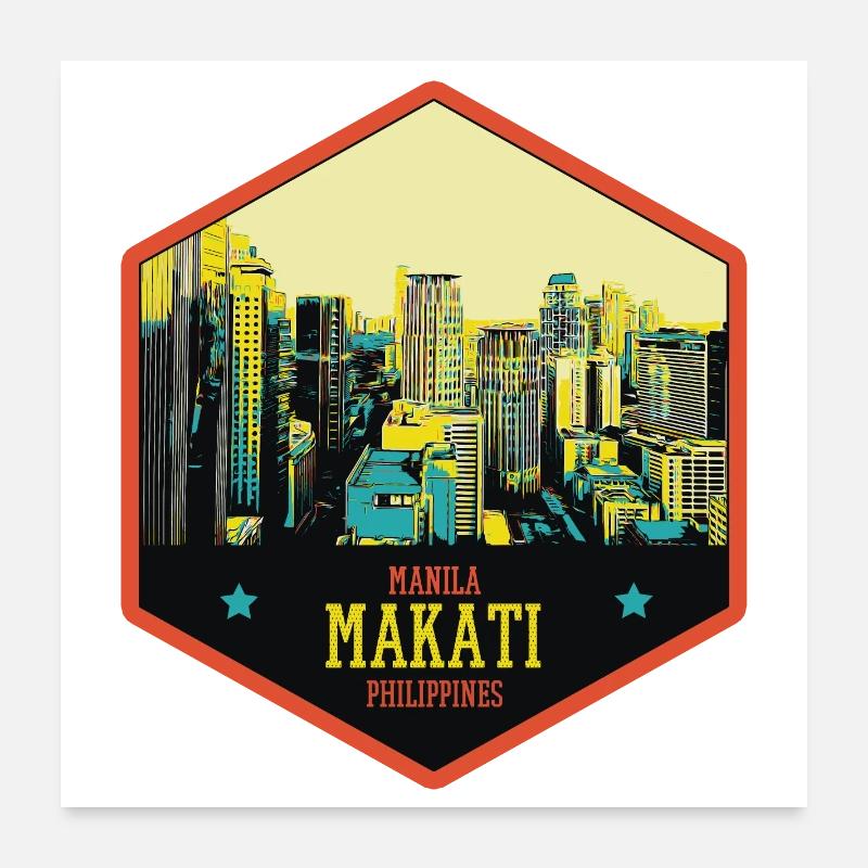 Glowing Skyline: Makati, Manila, Philippines Poster 24" x 24" (60x60 cm)